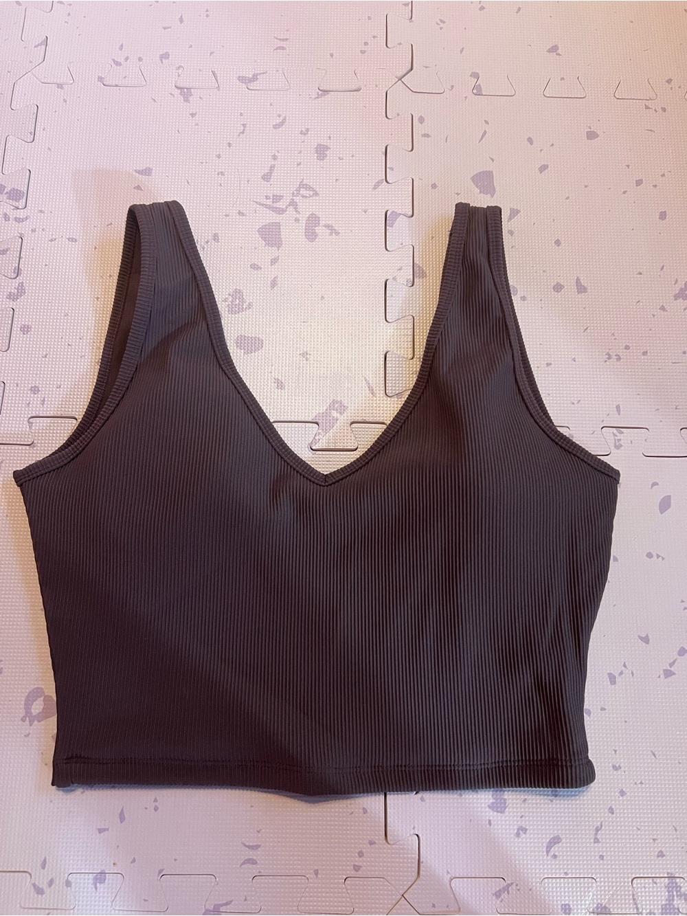 Ribbed V‑Neck Crop Bralette - orchid